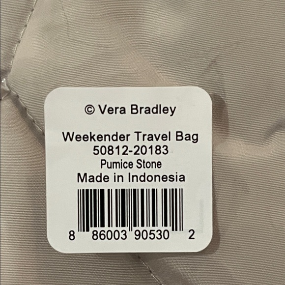 Vera Bradley Pumice Stone Outlet Ultralight Weekender Travel Bag/NWT - Picture 13 of 13